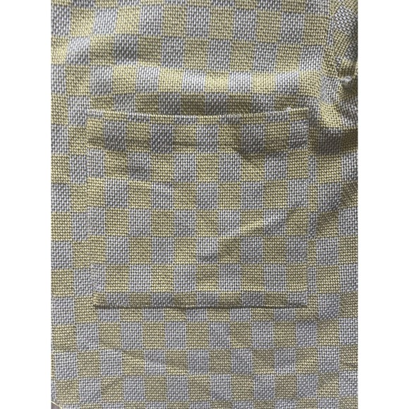 Zed Yellow‎ Checkered Textured Button Up Shirt Size 2 Rayon/Cotton Vintage Style - Picture 6 of 15